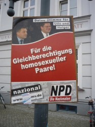 Gefälschtes NPD-Plakat in der Innenstadt