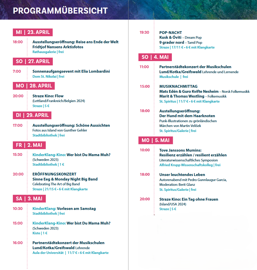 Programm des Nordischen Klangs 2025 | Design: Wally Pruß