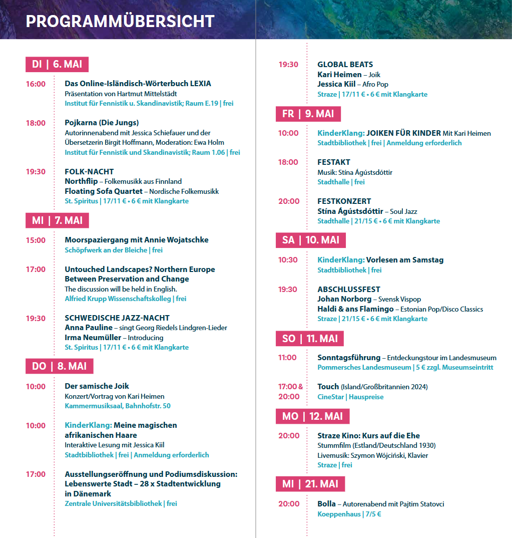 Programm des Nordischen Klangs 2025 | Design: Wally Pruß